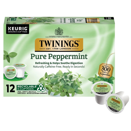 Pure Peppermint Herbal Tea K-Cup Pods for Keurig, 12 Count, Caffeine-Free