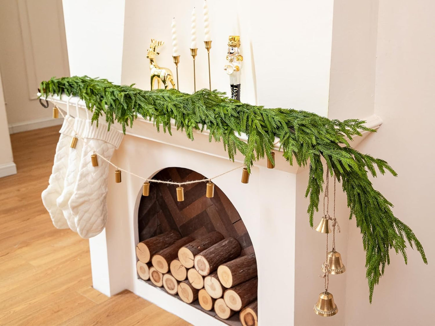 72" Norfolk Pine & Faux Cedar Garland for Indoor/Outdoor Holiday Decor