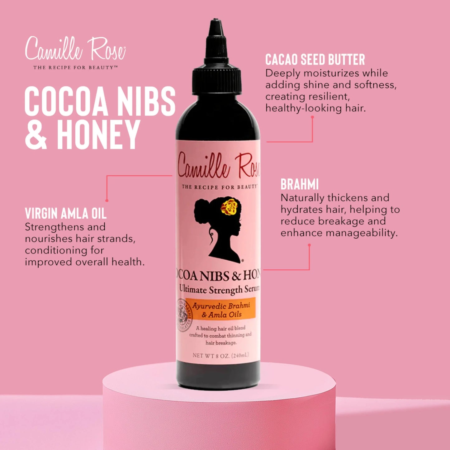 Cocoa & Honey Ultimate Strength and Restore Serum with Virgin Amla Oil & Brahmi Oil 8Oz
