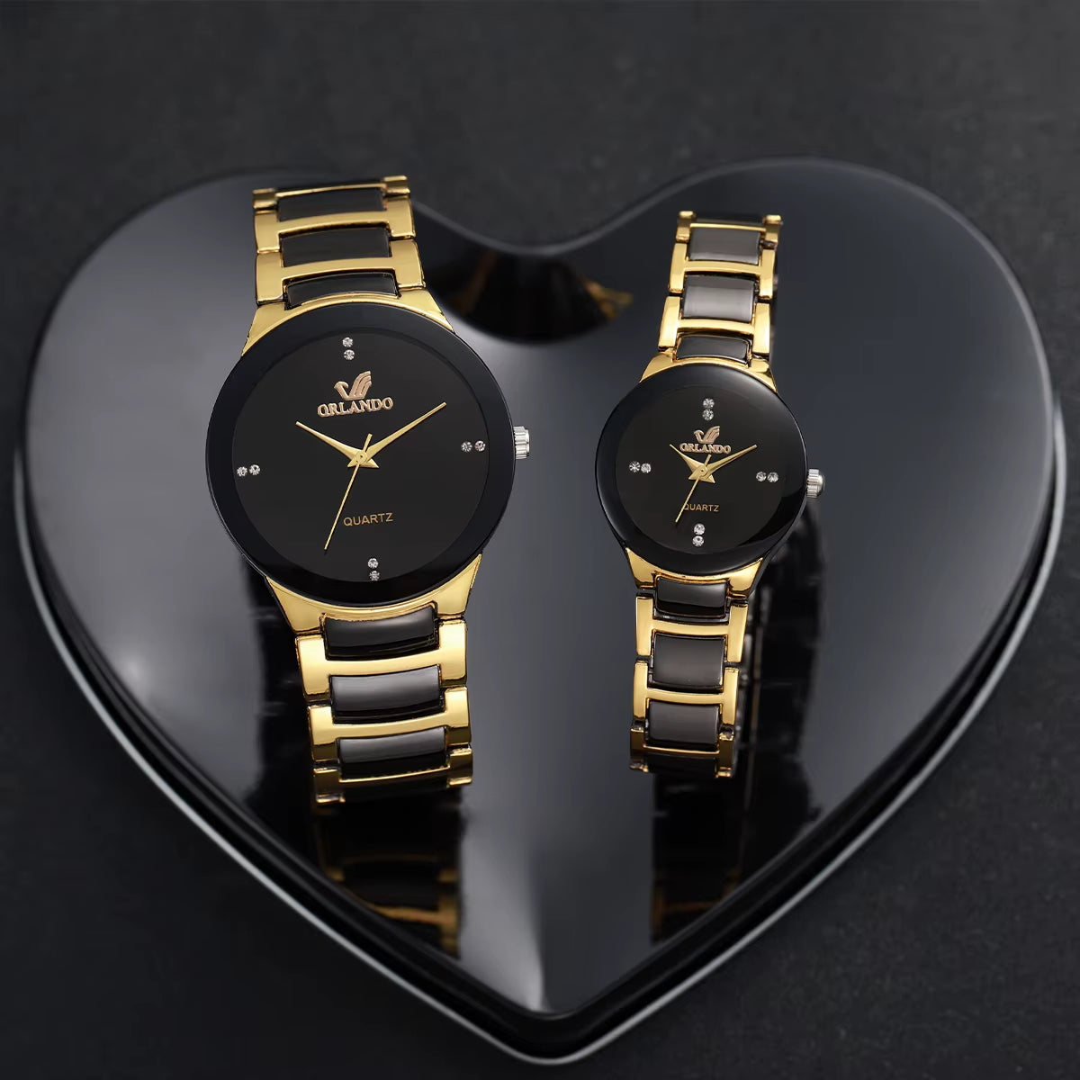 1/2PCS Couple'S Watches Fashion Stainless Steel Band Men Women Analog Quartz Watches Set