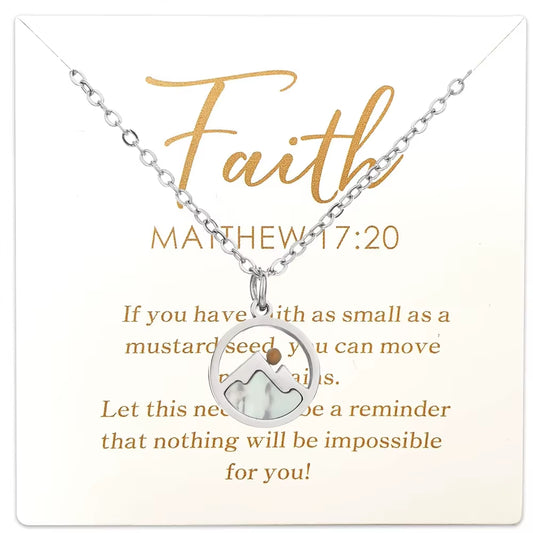Mustard Seed Necklace for Women Christian Gifts Move Mountains Shell Necklaces Mothers Valentines Day Gifts Faith Jewelry