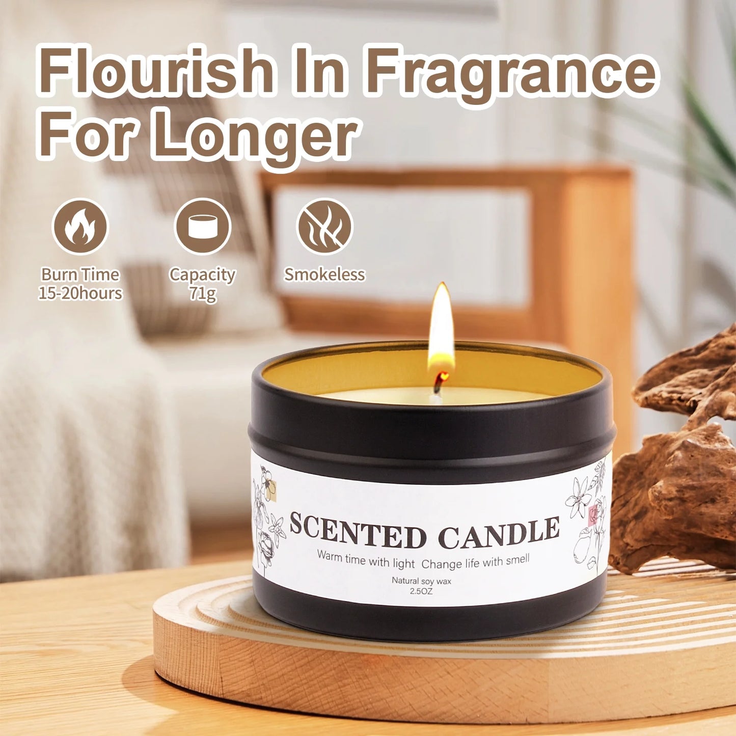 Scented Candles Gift Set 9 Pack Natural Soy Wax Jar Candles for Home Scented