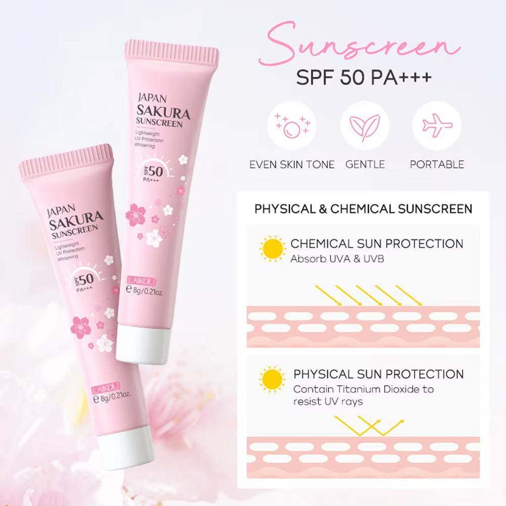 Sakura Skin Care Set Facial Cleanser,Serum,Toner,Sunscreen,Facial Cream Beauty Skin Care for Women Gifts Routine Travel Kit