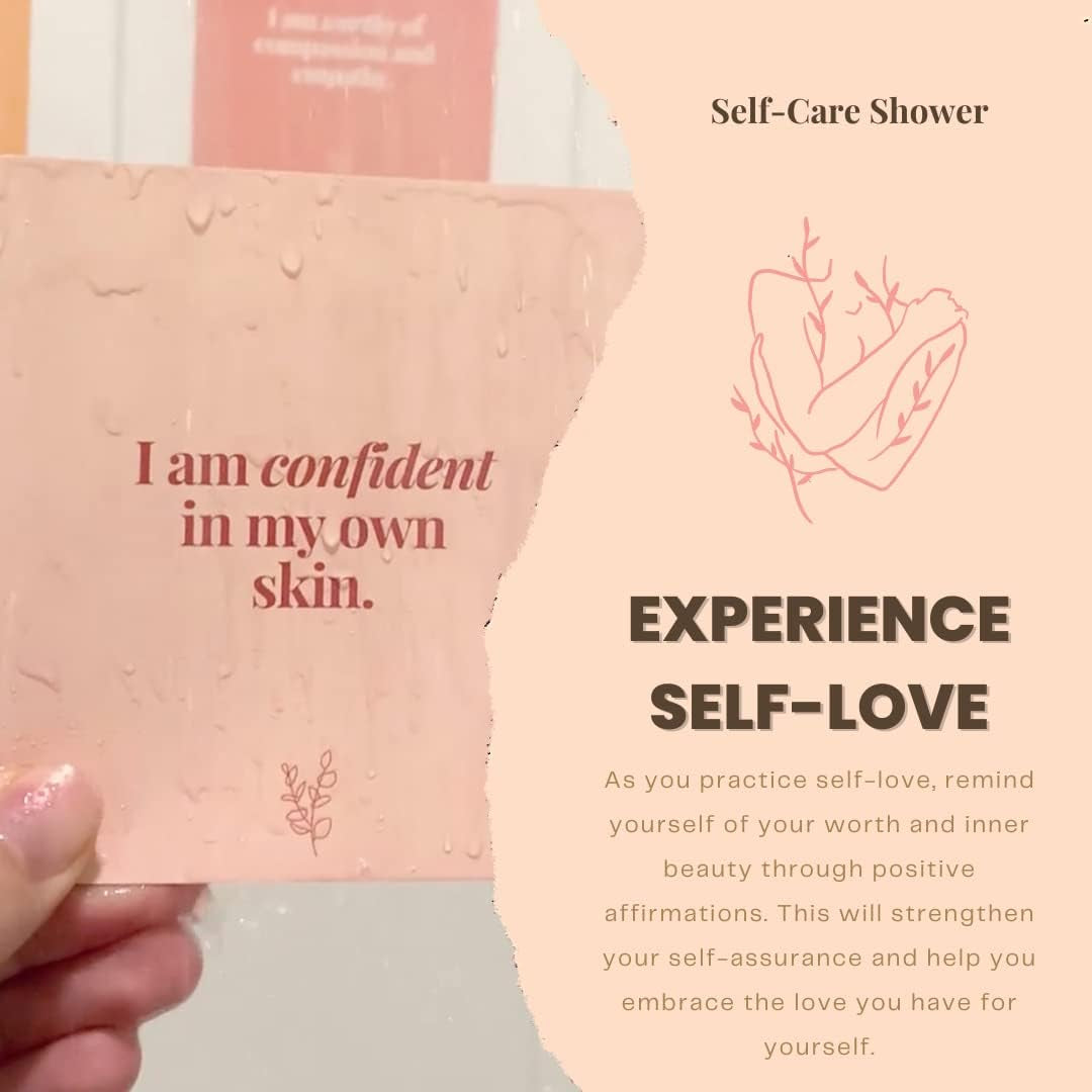 Affirmation Cards for Shower Self-Love [Waterproof] by Positive Manifest for Women Meditation Cards and Daily Motivational Self-Empowering Quotes Girl Boss 14 Stress Relief Routine