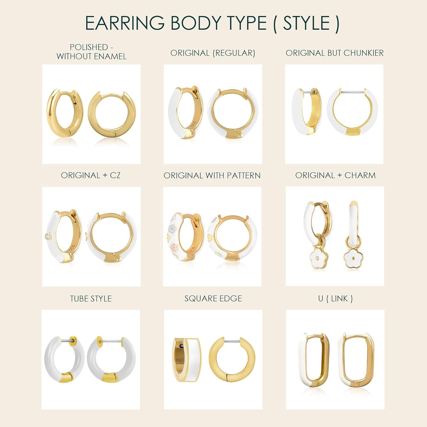 14K Gold Plated Sterling Silver Enamel Color Huggie Hoop Earrings for Women – Wide Range of Vibrant Color Options Available