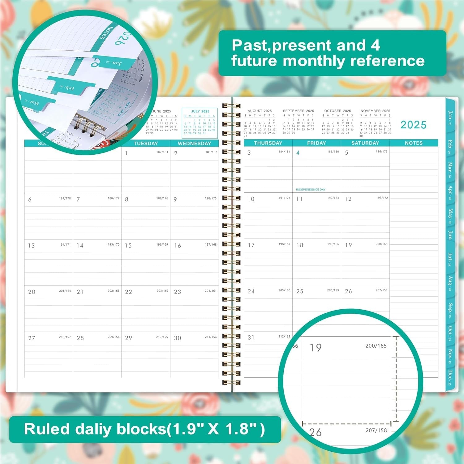 Monthly Planner July 2025–Dec 2026, 8.5X11, 18-Month Tabs & Pocket