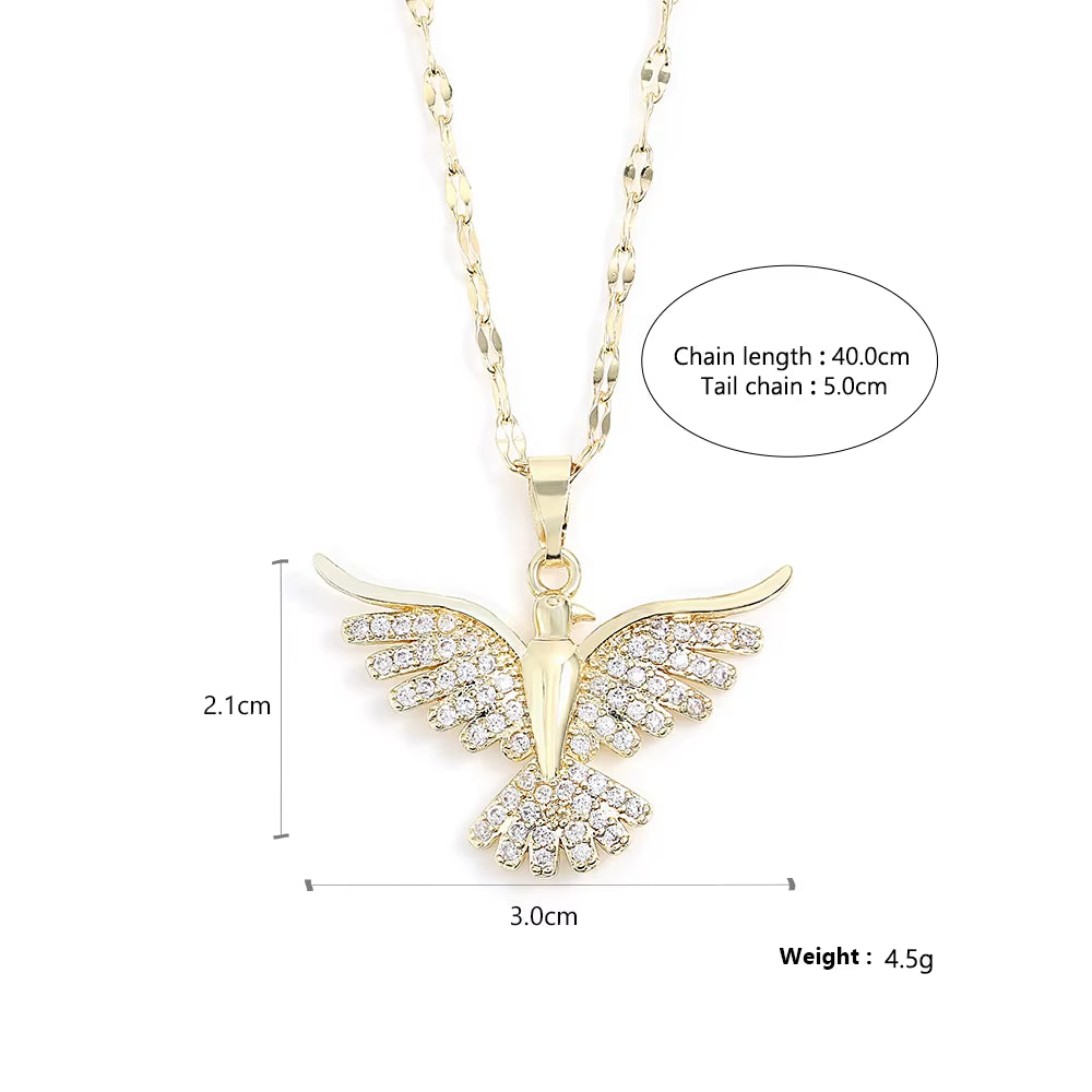 Light Luxury Fashion Personality Phoenix Wings Pendant Necklace for Women Men Temperament Advanced Sense Clavicle Chain Jewelry