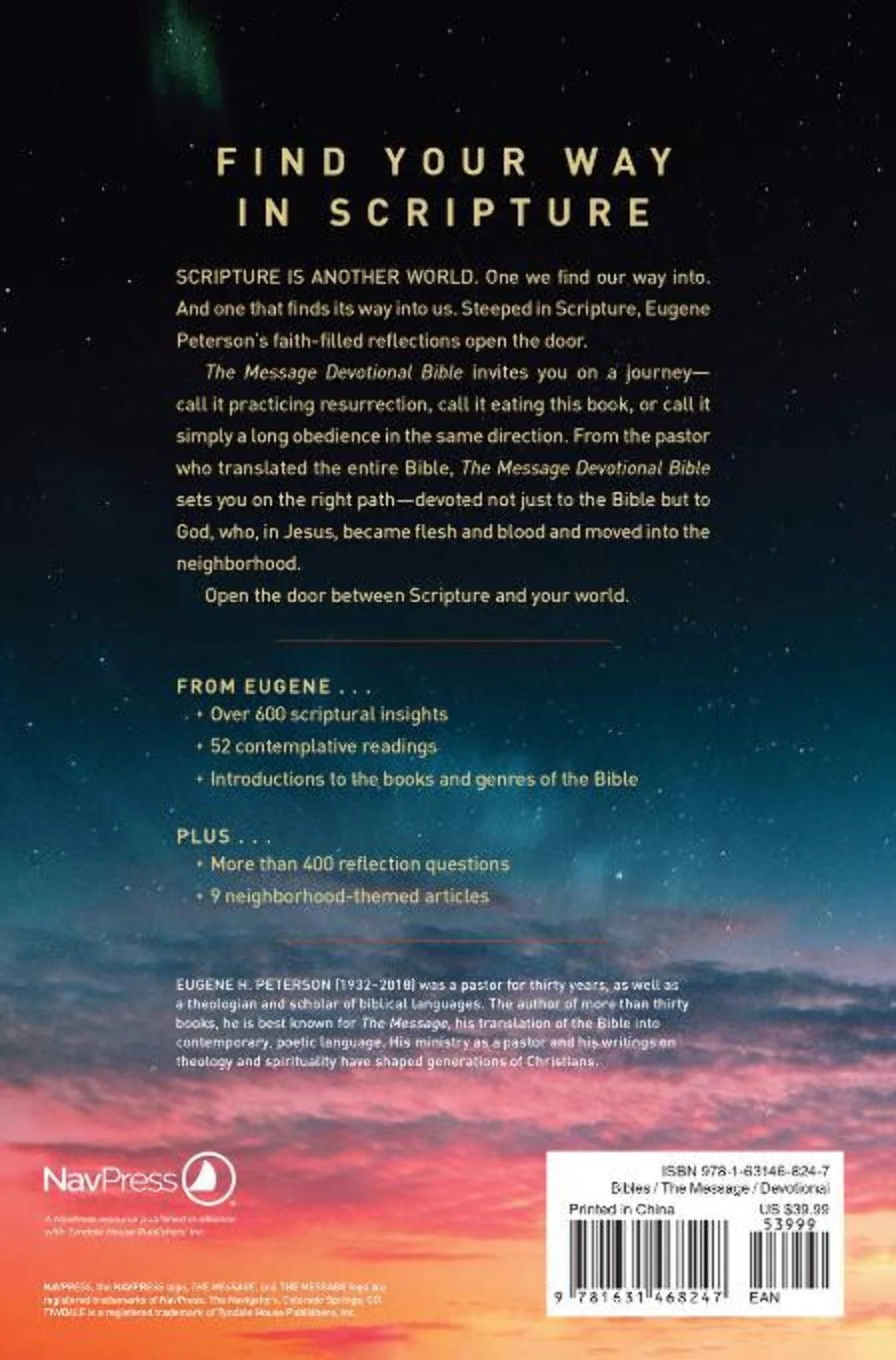 The Message Devotional Bible, Brown Cross: Featuring Notes & Reflections from Eugene H. Peterson, (Hardcover)