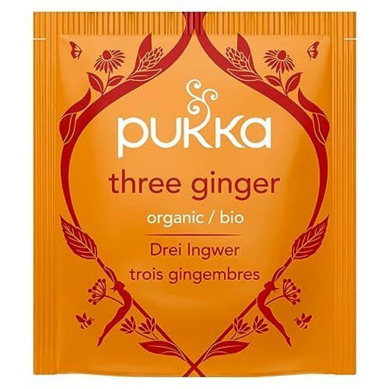 Pukka Three Ginger Herbal Tea Pack of 4 Caffeine Free Organic 20 Sachets