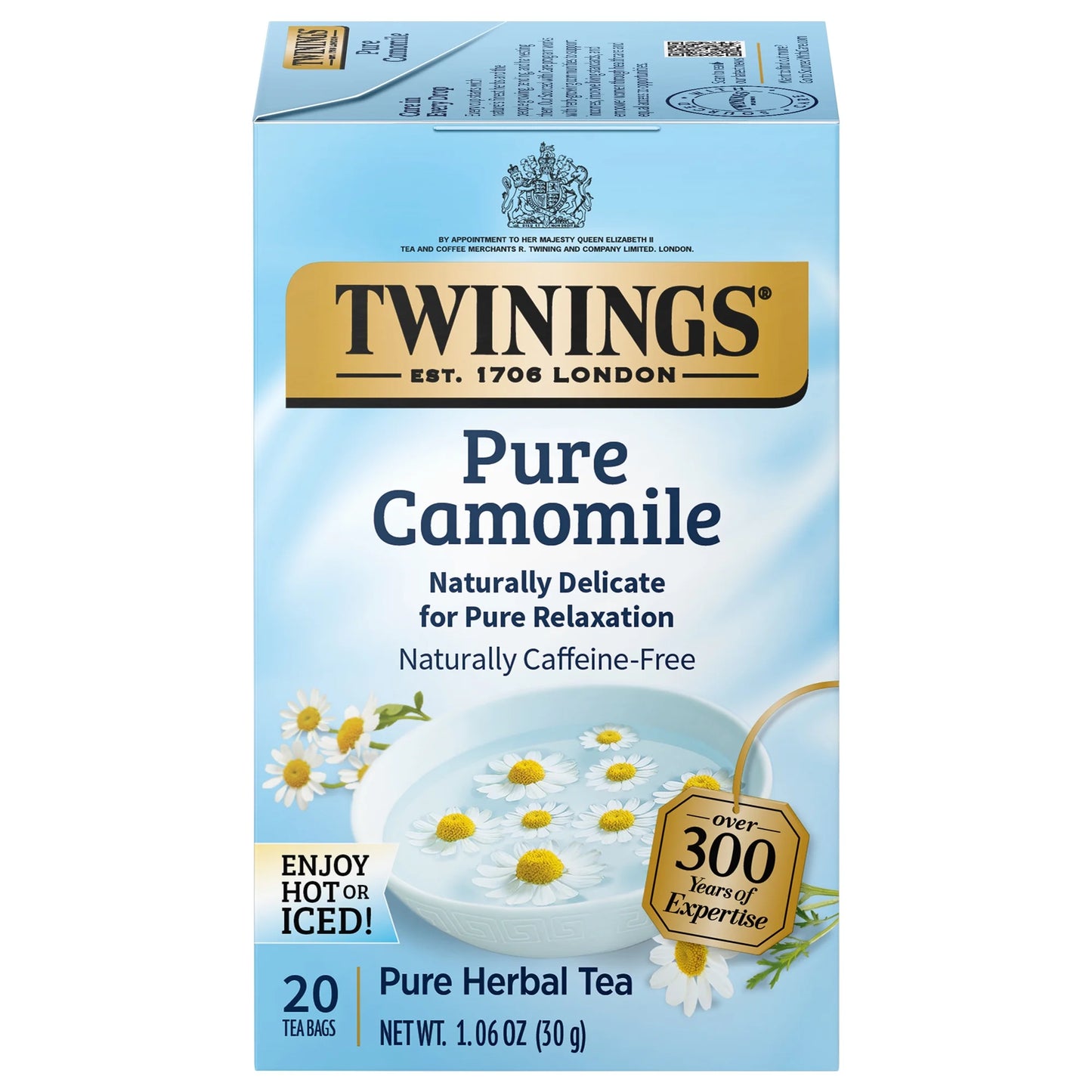 (4 Pack)  Pure Camomile Herbal Tea Bags, Caffeine Free, 20 Count Box