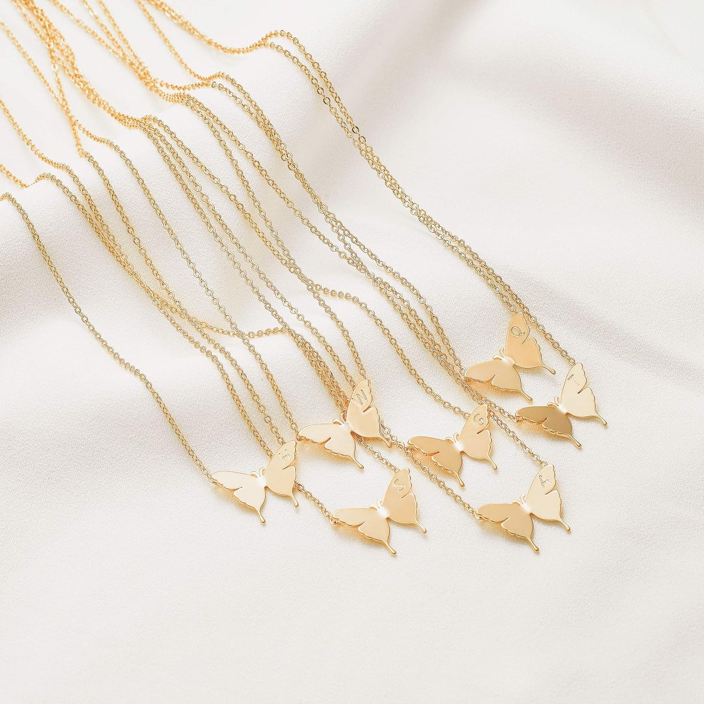 Gold Dainty Initial Necklace 18K Gold Plated Butterfly Pendant Name Necklaces Delicate Everyday Necklace for Women Minimalist Personalized Jewelry