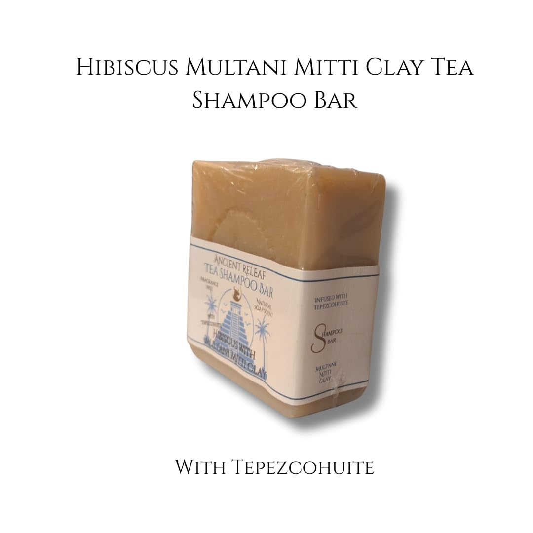 Hibiscus Tea Shampoo Bar, with Multani Mitti, Tepezcohuite and Tallow, Fragrance-Free, Balancing, Nourishing, Strengthening. 5 Oz Shampoo Bar