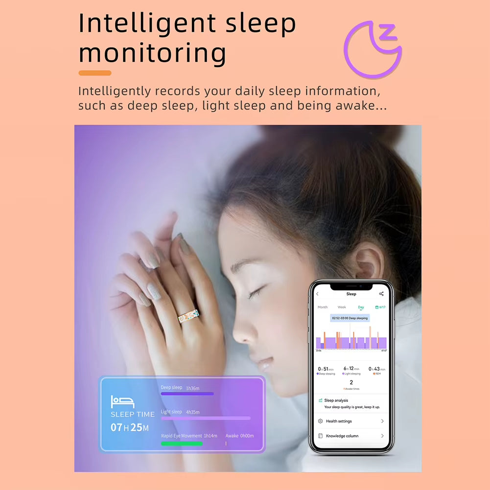 Color Enamels Craftsmanship Smart Ring Health Ring with Heart Rate Blood Oxygen Sleep Monitoring Health Monitor for Women