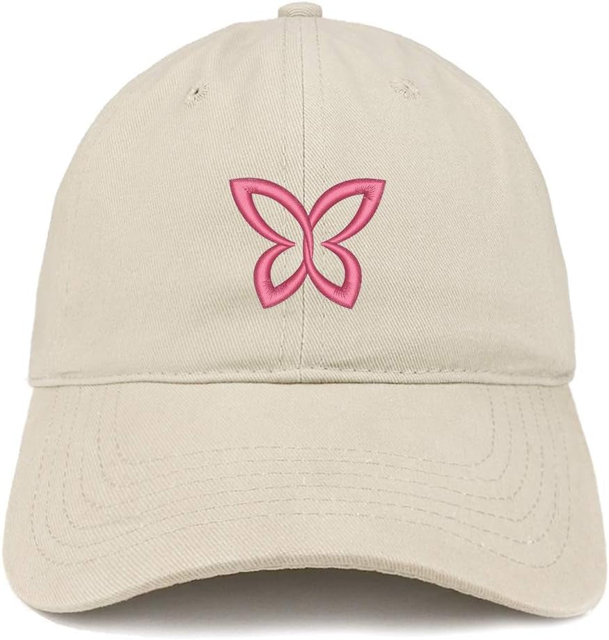 Breast Cancer Butterfly 2 Embroidered Brushed Cotton Cap
