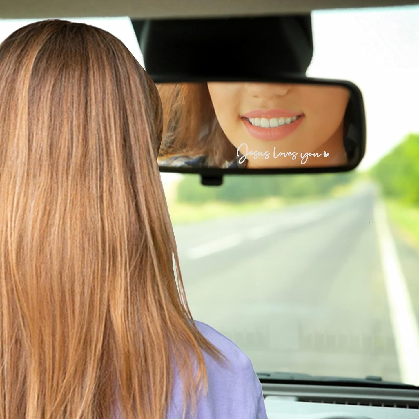 3X Jesus Love You Rear View Mirror Sticker, Rearview Mirror Decal with Heart Car Window Decals Self Affirmations Car Mirror Stickers for Women Water Bottle Laptop Accessories Gifts