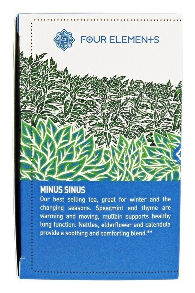 Four Elements Herbals Organic Herbal Tea minus Sinus, 16 Tea Bags Spearmint