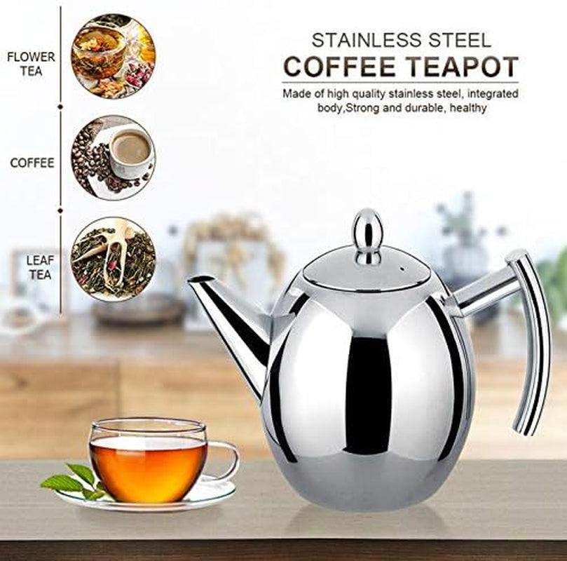 Tea Kettles, Stainless Steel Teapot Coffee Pot Kettle Stovetop Whistling Teakettle Teapot with Filter Large Capacity for Home, Cafe, Bar, Restaurant (1L/1000Ml)