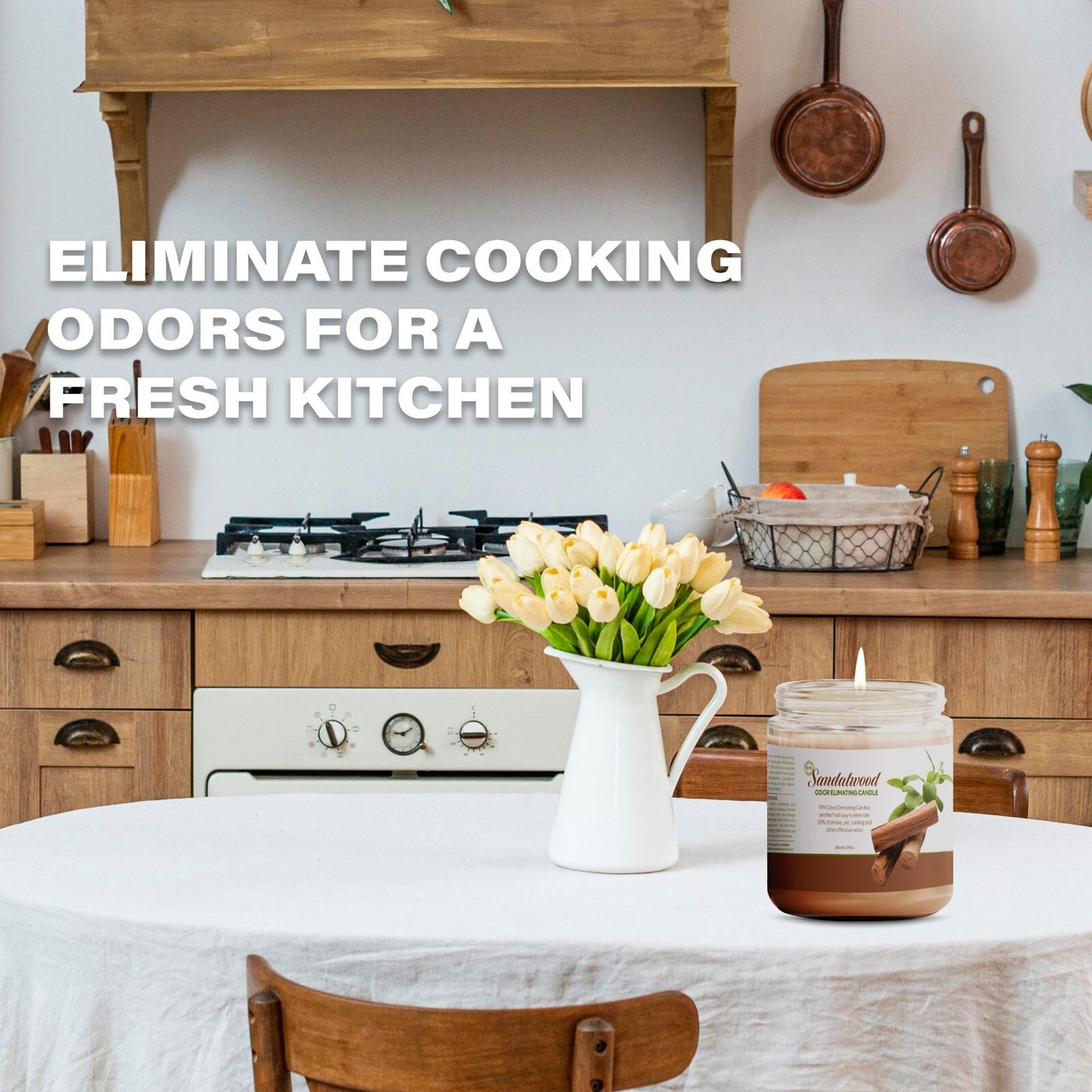 FPN Odor Eliminating Candles Sandalwood Scented Soy Wax Candle Set 12Oz - 2 CT