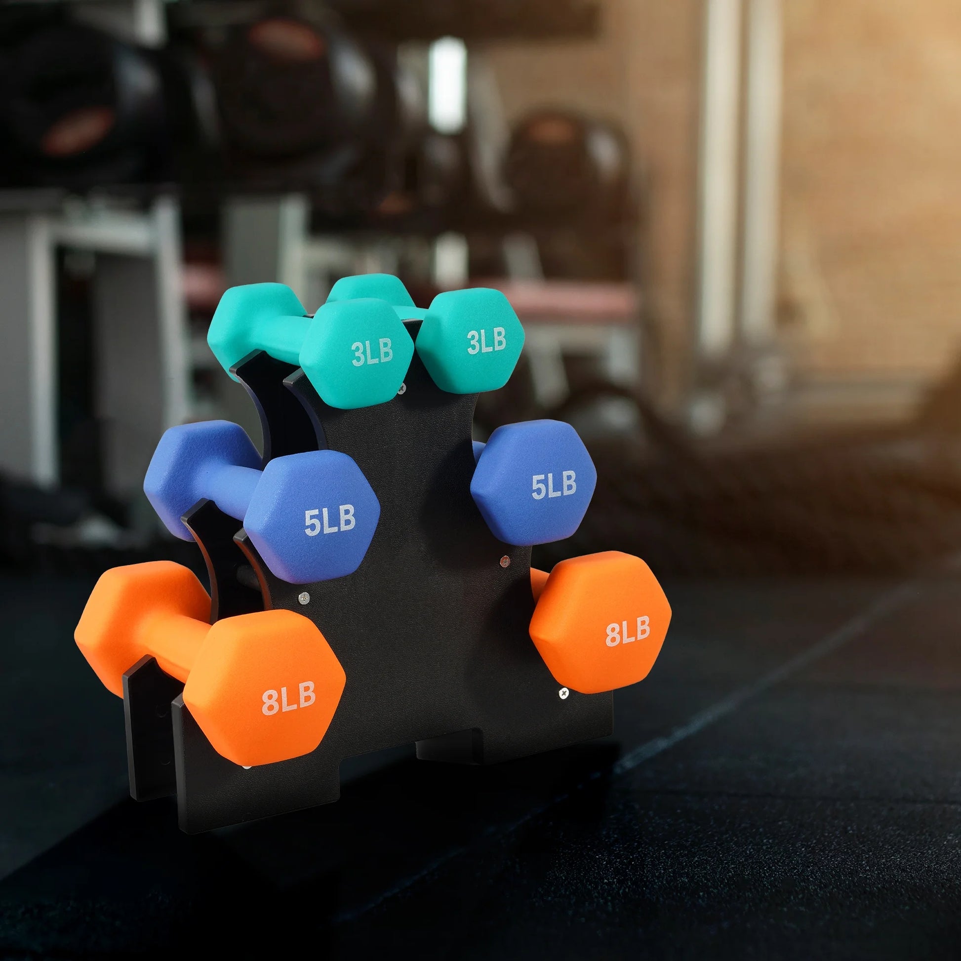 Dumbbell Set with Stand (3Lbs, 5Lbs, 8Lbs Set)