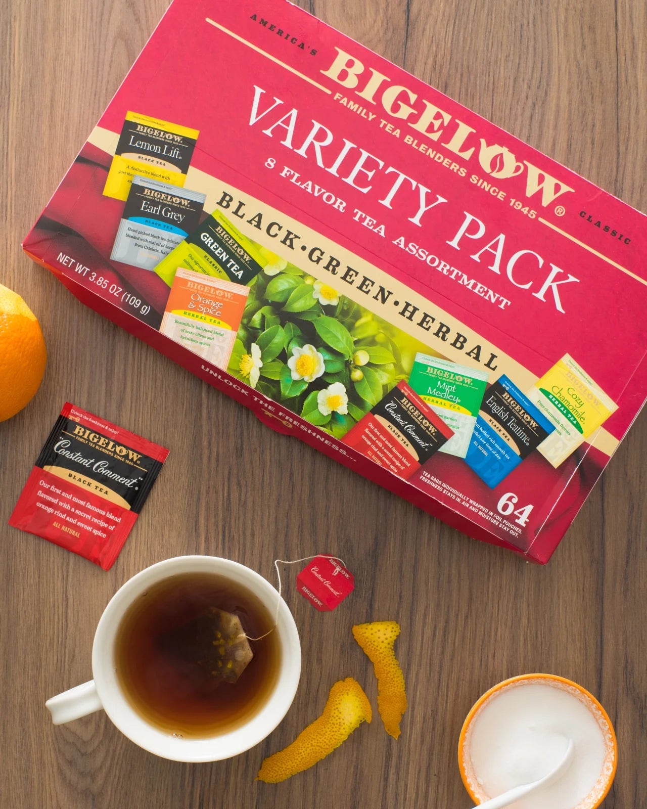 Bigelow, Assorted Black, Green, Herbal Tea Bags, Variety Pack, 64 Count