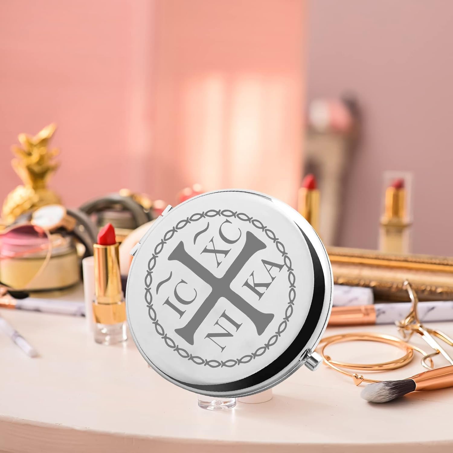 Christian Eastern Orthodox Gift Christian Gifts for Women Compact Mirror Folding Makeup Mirror Easter Birthday Gifts (Orthodox-M)