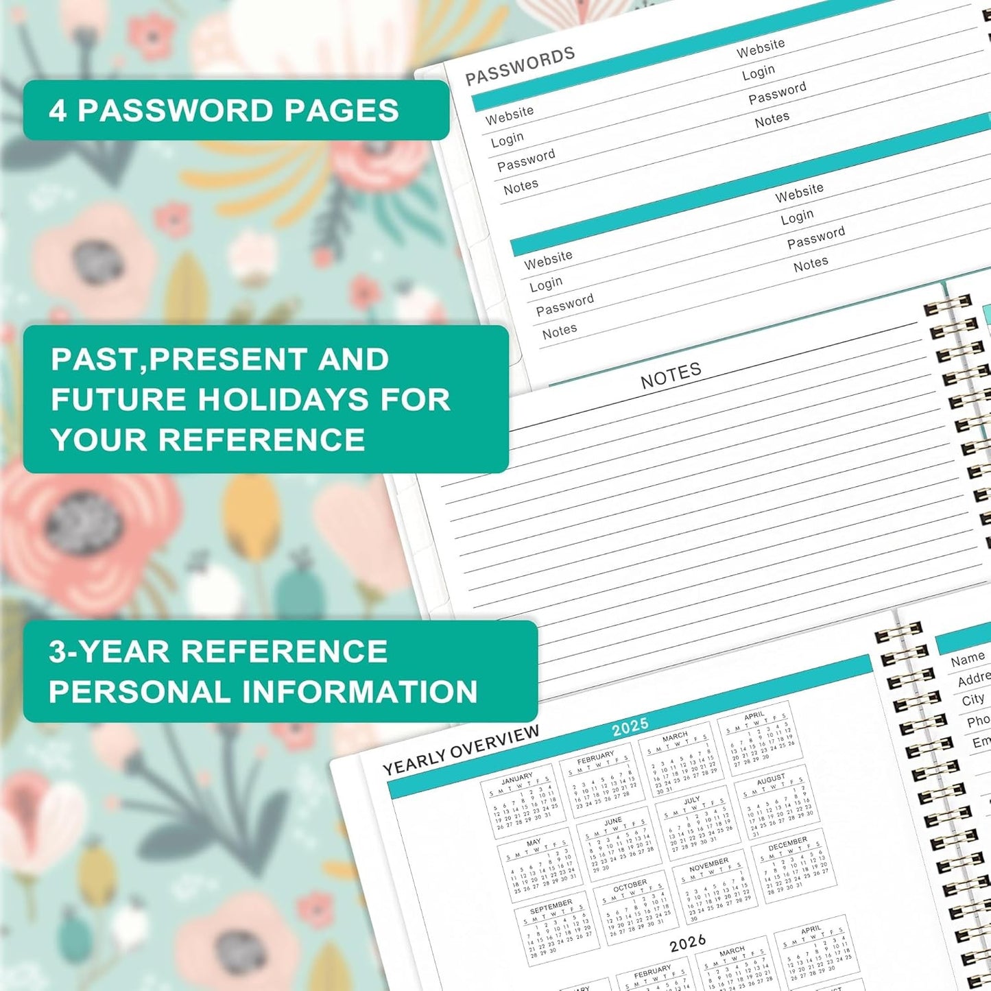 Monthly Planner July 2025–Dec 2026, 8.5X11, 18-Month Tabs & Pocket