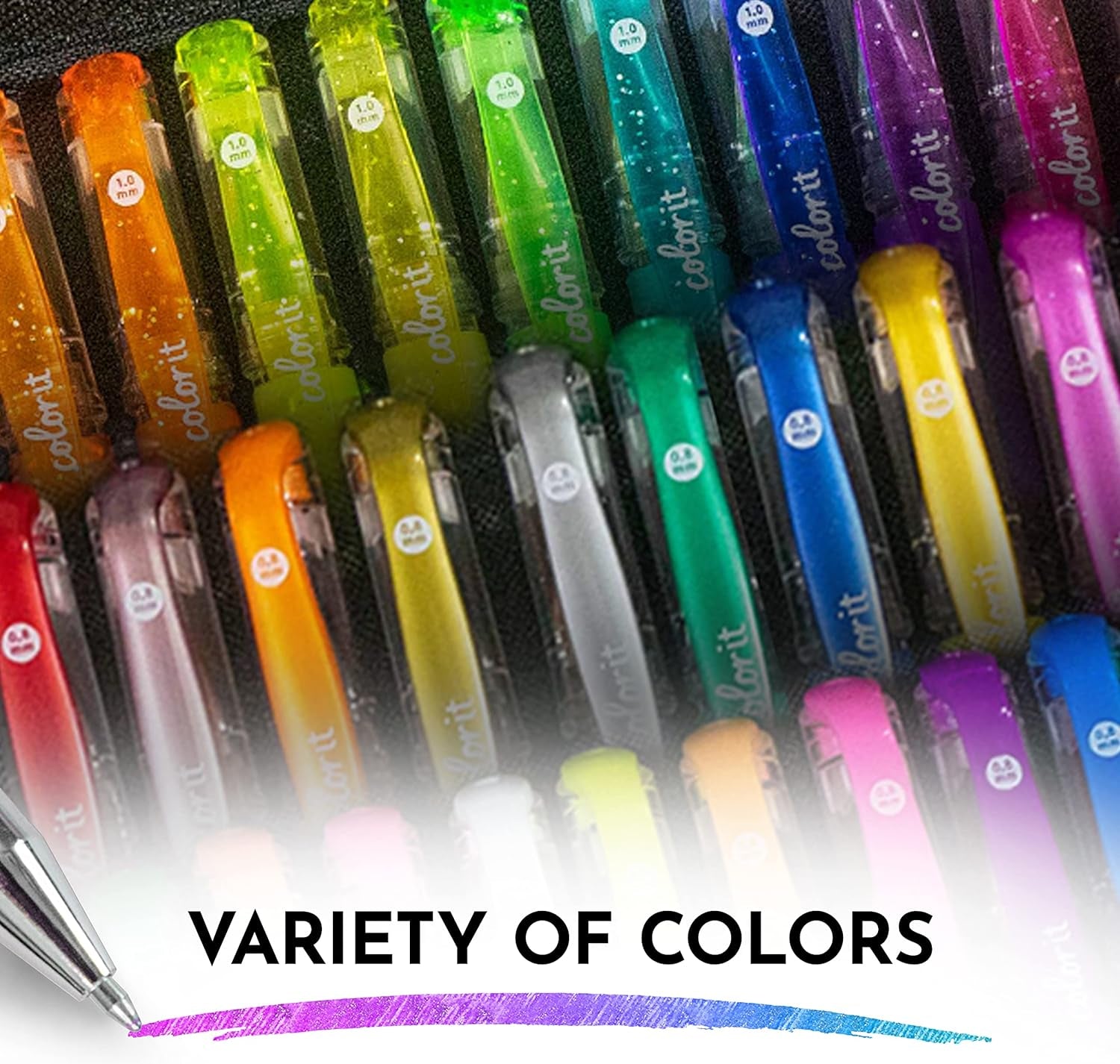 Colorit Glitter Gel Pens for Adult Coloring – 96 Pack with 48 Premium Glitter Ge