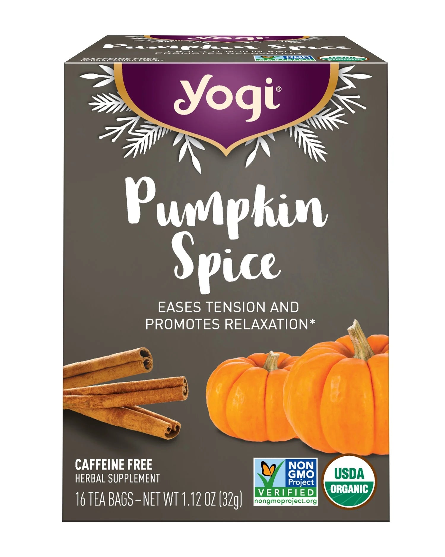 Pumpkin Spice, Caffeine Free Herbal Tea Bags, 16 Count