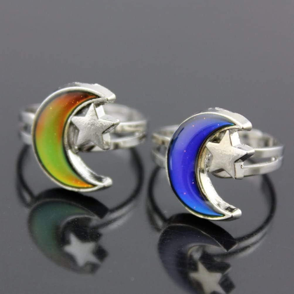 2 Pcs Mood Rings Turtle and Star Moon Adjusable Size Color Changing Ring for Kid