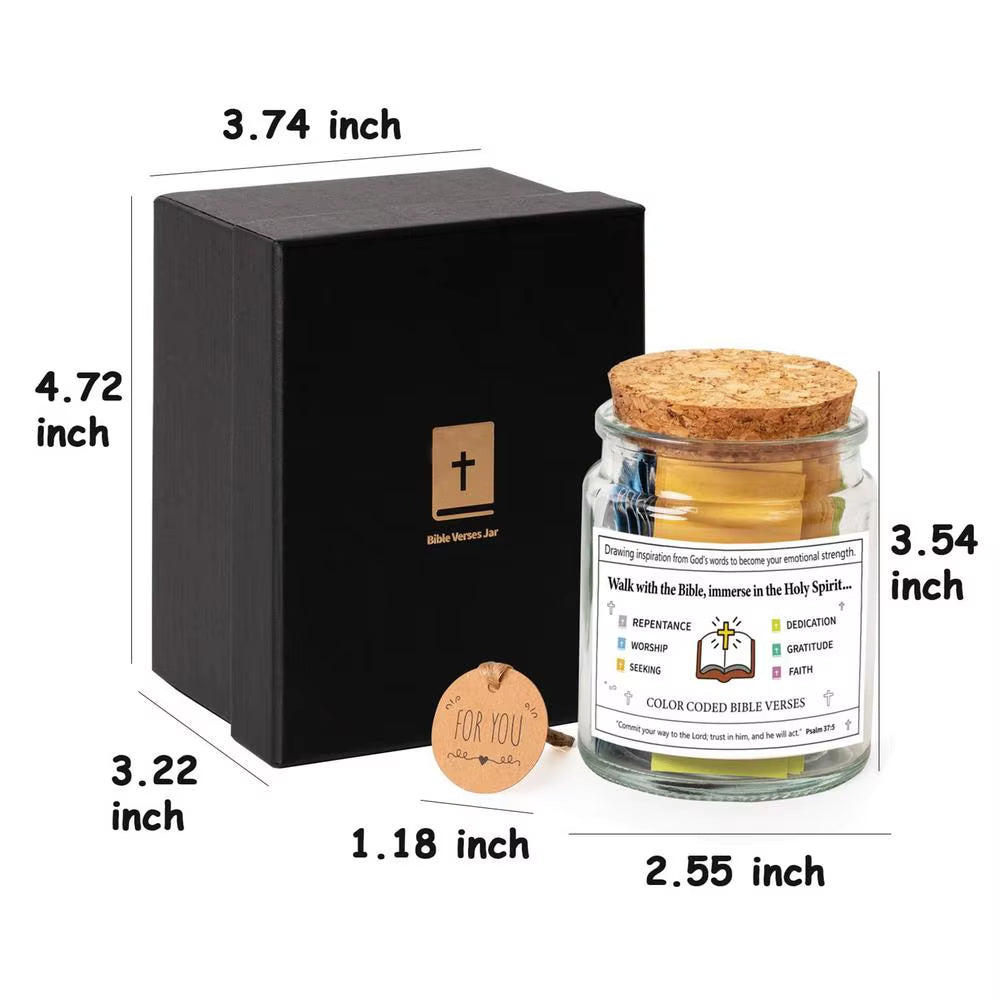 Christian Cards Jar Colorful Bible Verses Jar Handmade Christian Colorful Bible Jar Glass Best Wishes Note for Reading Christmas