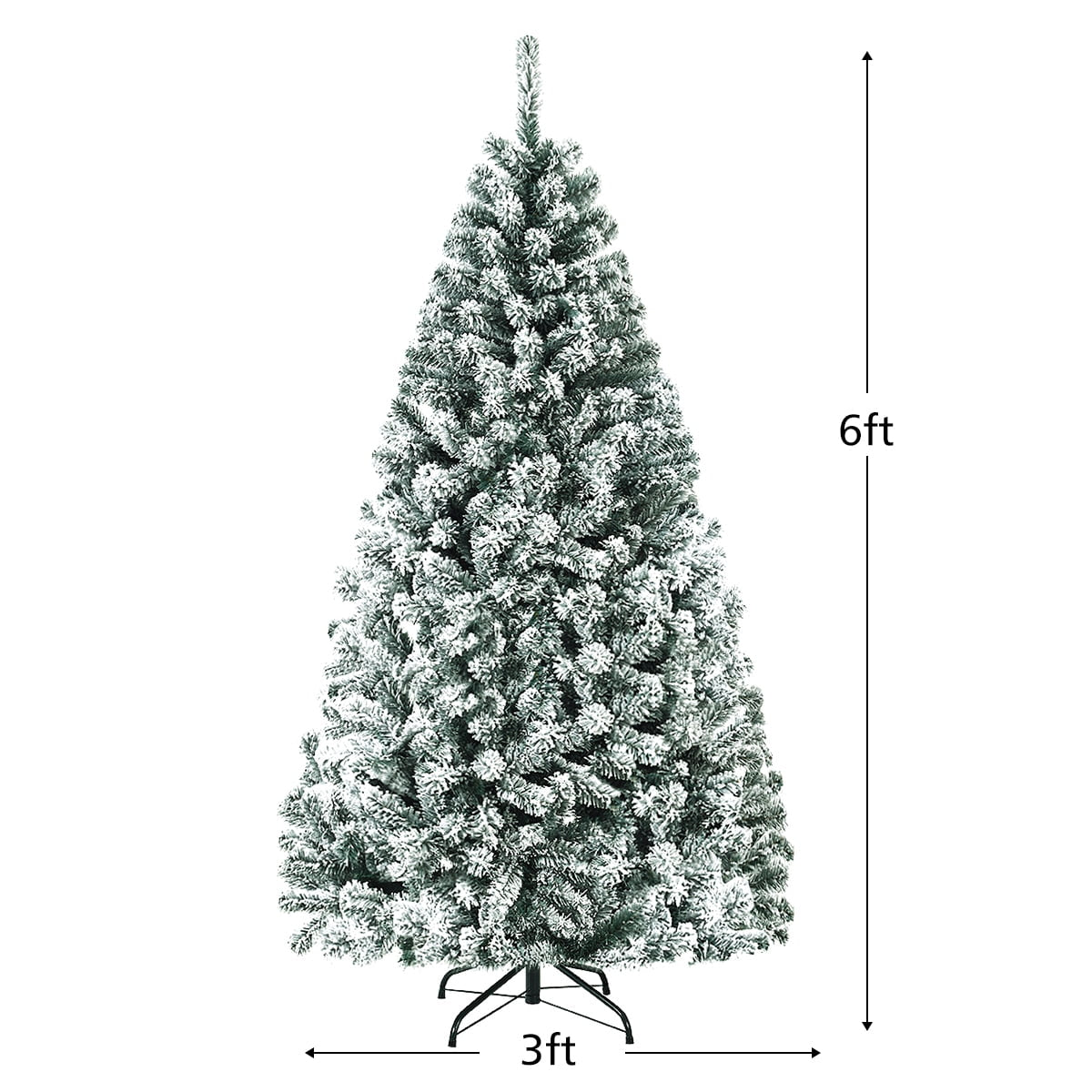 6Ft Snow Flocked Hinged Artificial Christmas Tree Unlit Holiday Decor