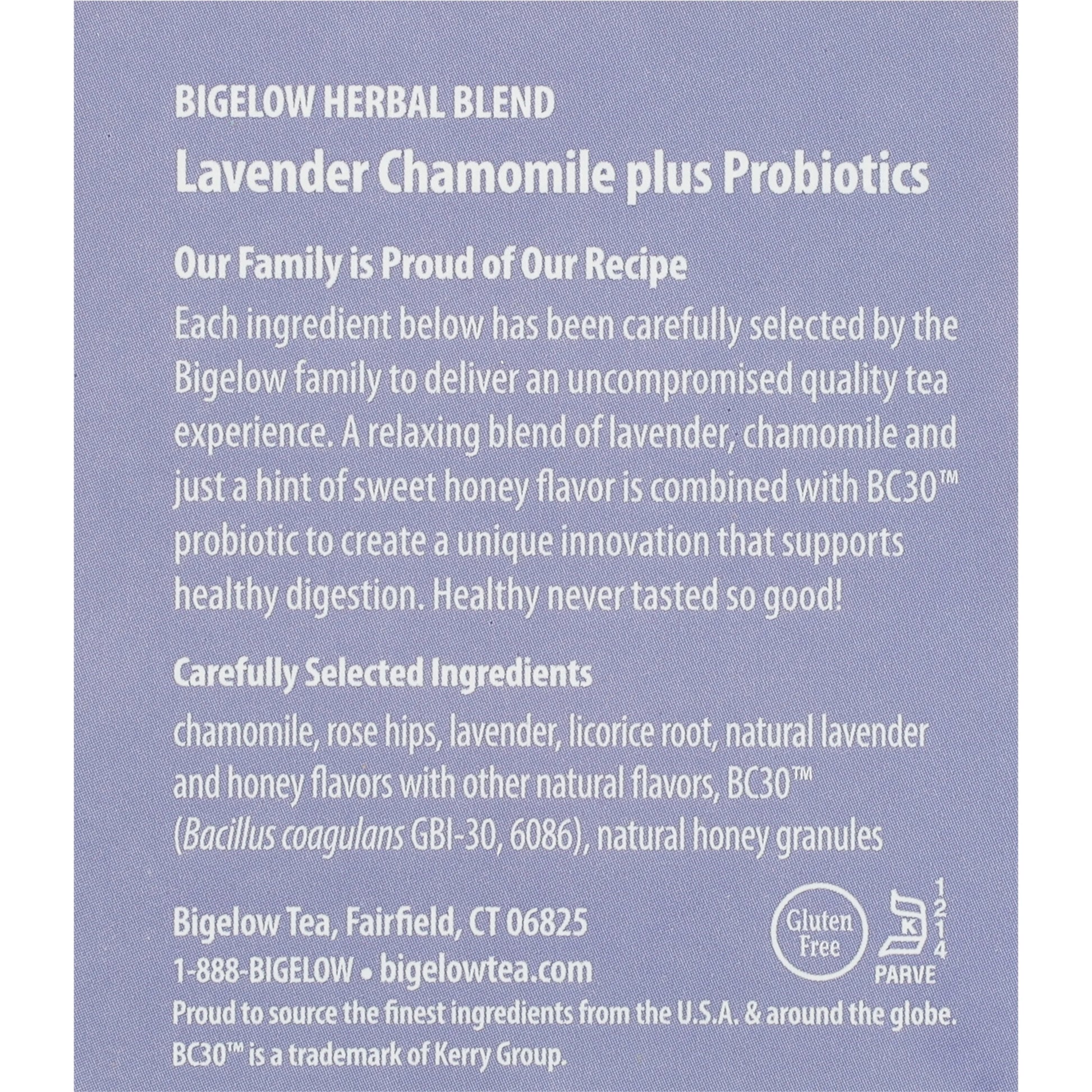 (4 Pack)  Lavender Chamomile plus Probiotics, Caffeine Free, Herbal Tea Bags, 18 Count