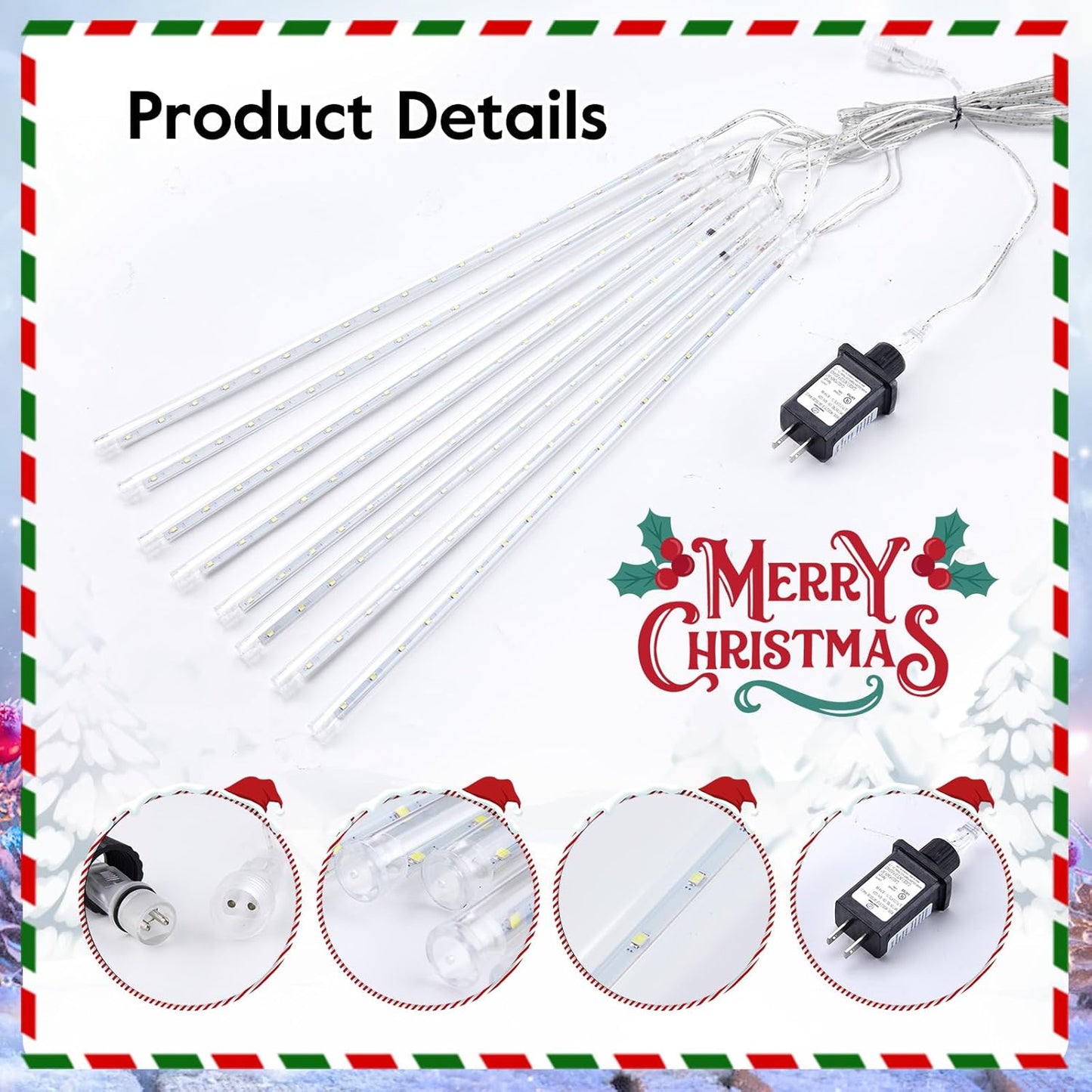 Outdoor Meteor Shower Lights, 24 Tubes 864 LED Waterproof Holiday Decor