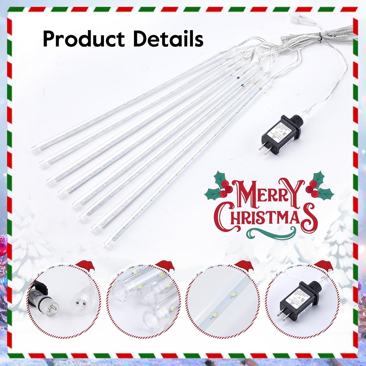 Outdoor Meteor Shower Lights, 24 Tubes 864 LED Waterproof Holiday Decor