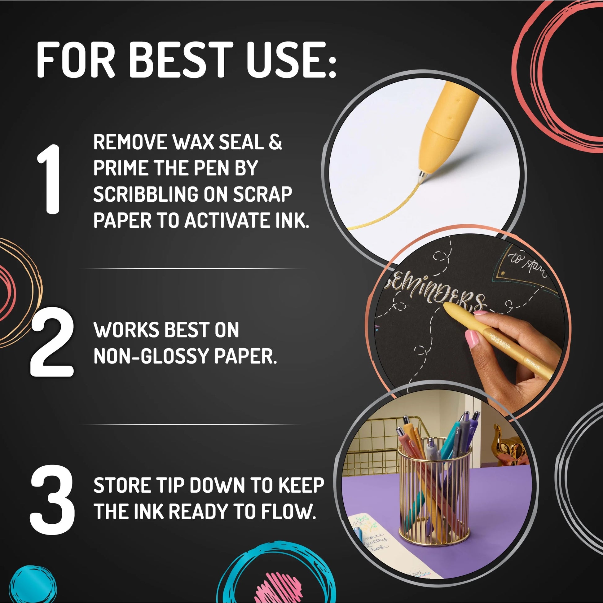 Paper Mate Inkjoy Gel Metallic Pens, Medium Point (0.8Mm), Assorted, 3 Count