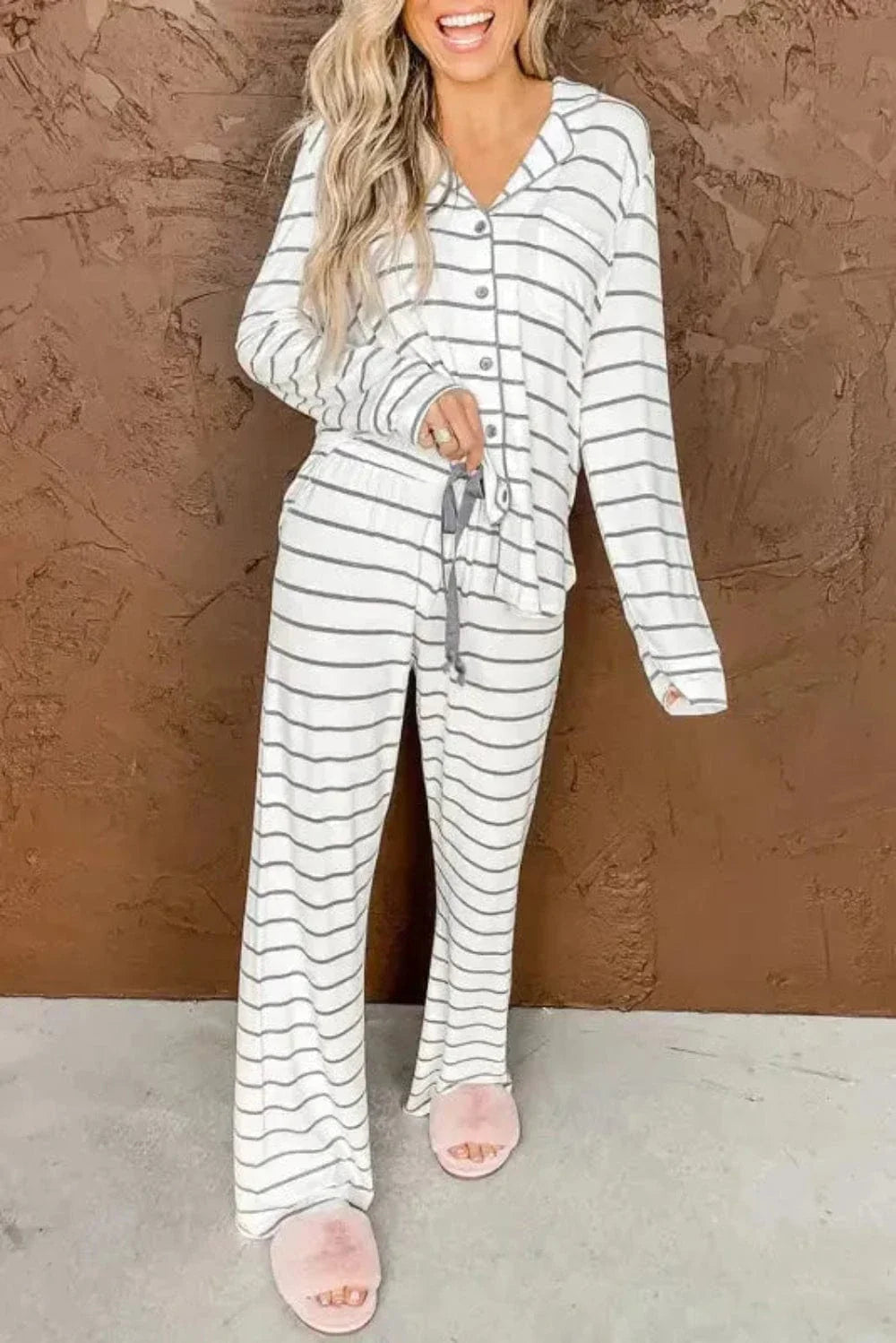 Fashionfitz Striped Pajama Set for Women - Cozy Comfort-0