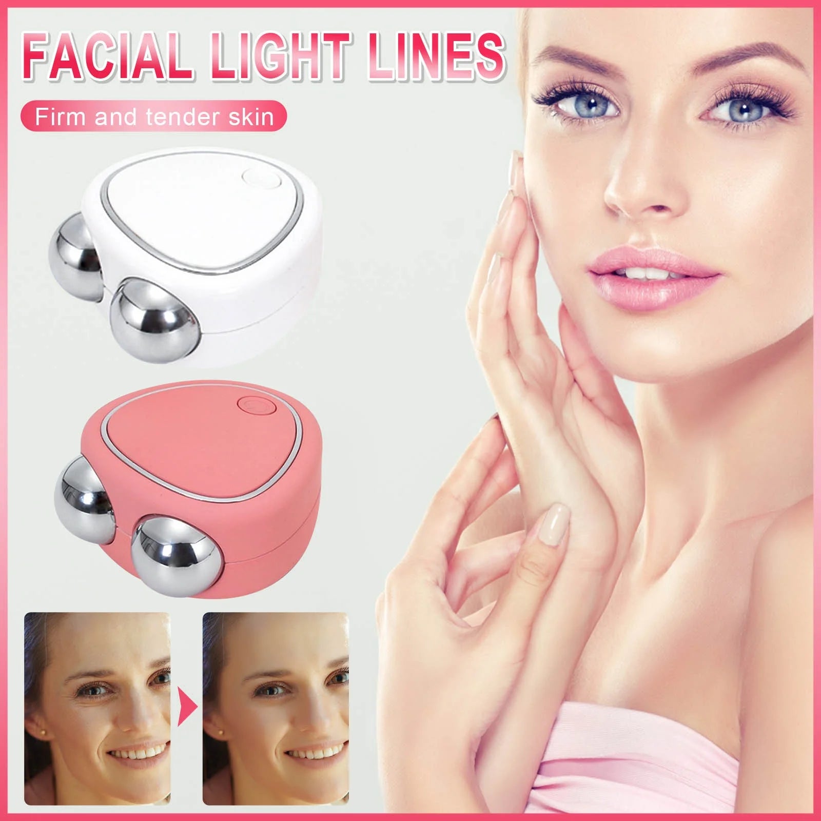 Micro-Current Face Massager, 3D Roller for Arm Eye Waist Leg Massager anti Wrinkles Face Lift Skin Tightening Face Firming