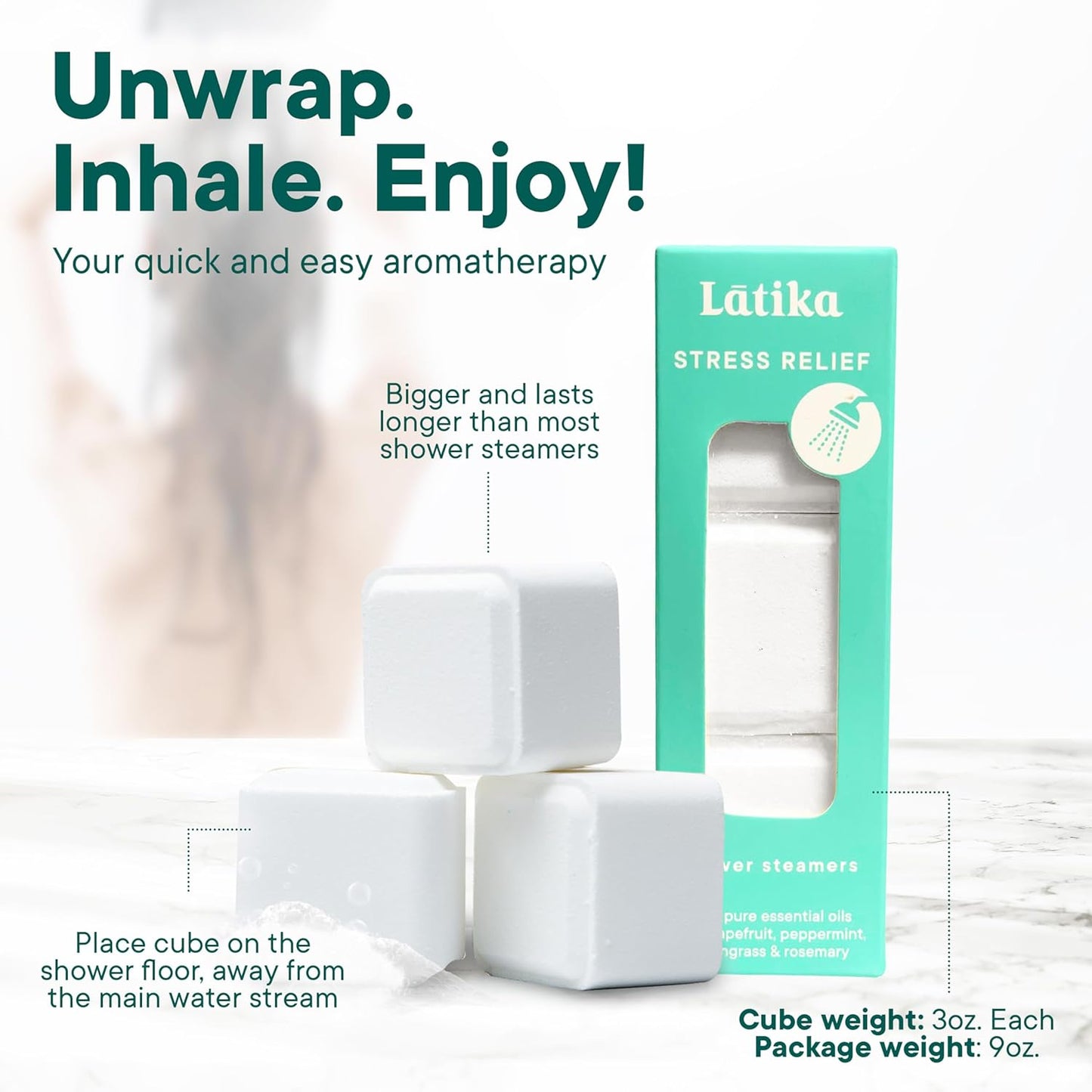 Stress Relief Steamer - Aromatherapy with Pink Grapefruit, Peppermint, Lemongrass and Rosemary - Calming and Relaxing for Anxiety Relief, Spa Aromatherapy Hot Tub - Must-Haves for Women and Men