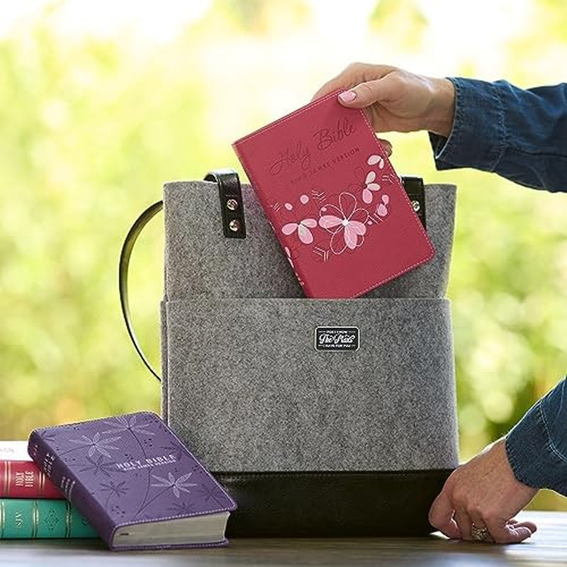 KJV Holy Bible, Large Print Compact Bible, Purple Faux Leather Bible W/Ribbon
