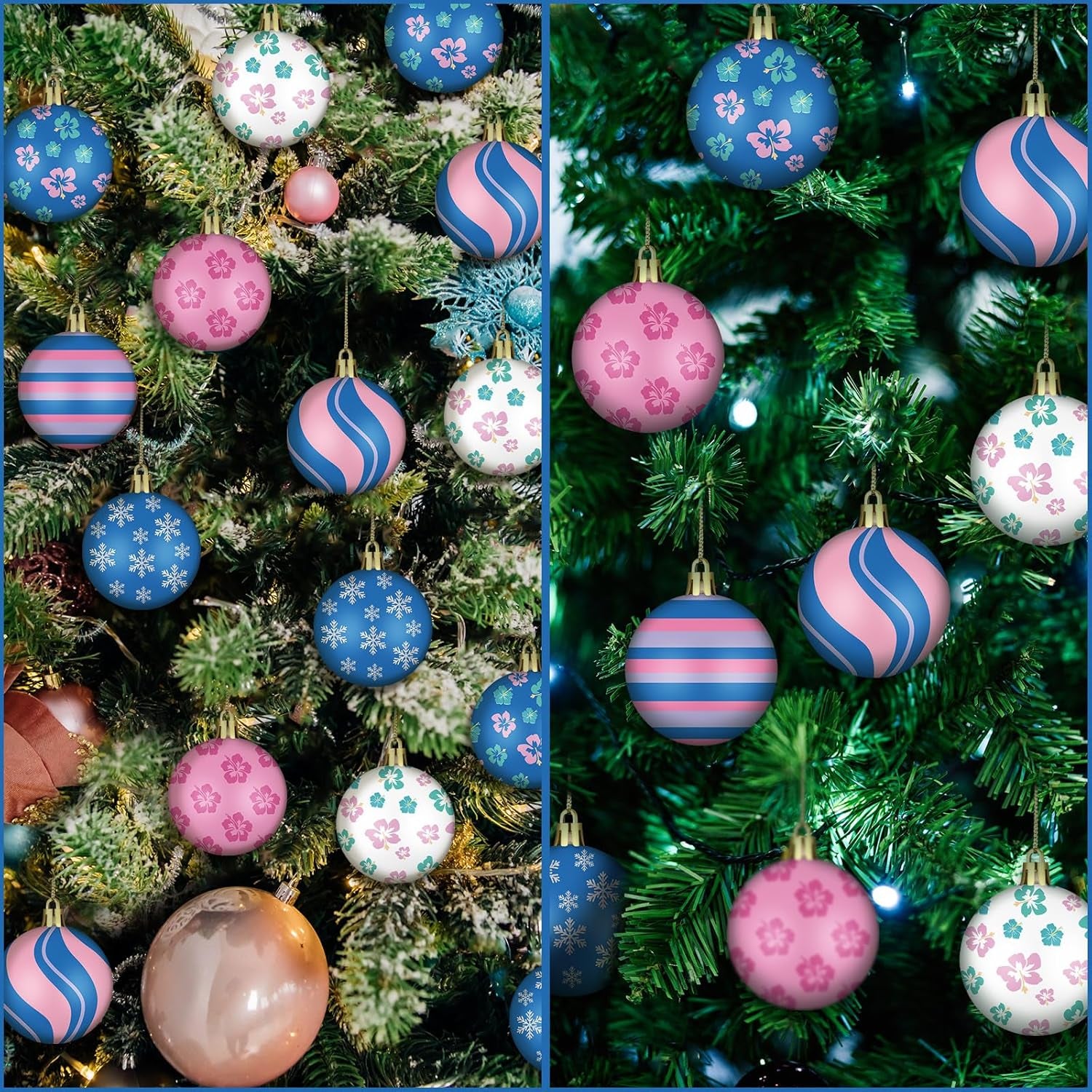 24 Pcs 2.36" Cartoon Christmas Ball Ornaments for Holiday Decor (Stitch)