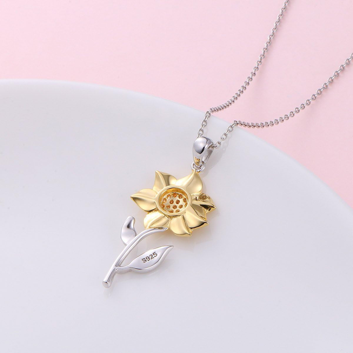Sunflower Necklace Faith of a Mustard Seed Necklace 925 Sterling Silver Faith Necklace Jewelry for Women