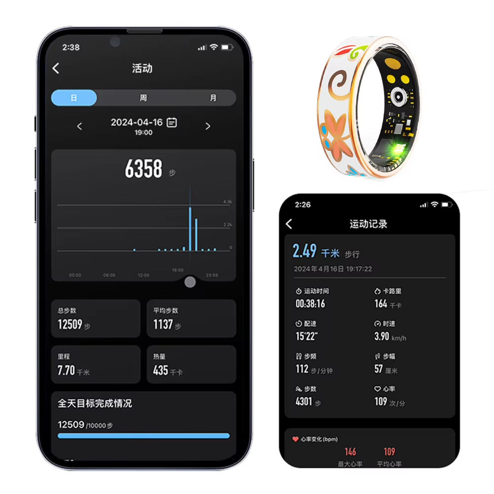 Color Enamels Craftsmanship Smart Ring Health Ring with Heart Rate Blood Oxygen Sleep Monitoring Health Monitor for Women