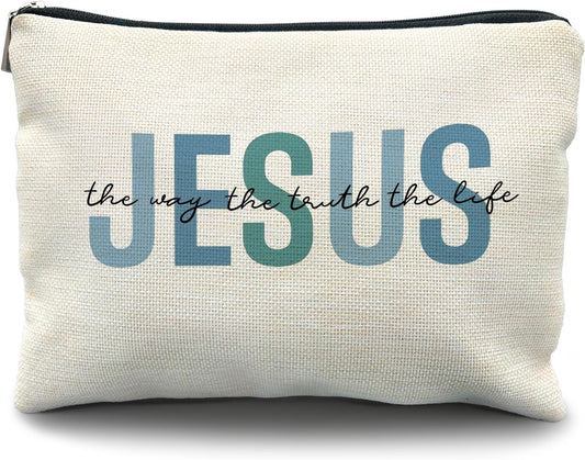 Christian Makeup Bag - Jesus Cosmetic Bag, Christian Gifts for Women & Girls, Inspirational Gifts, Bible Verse Bag
