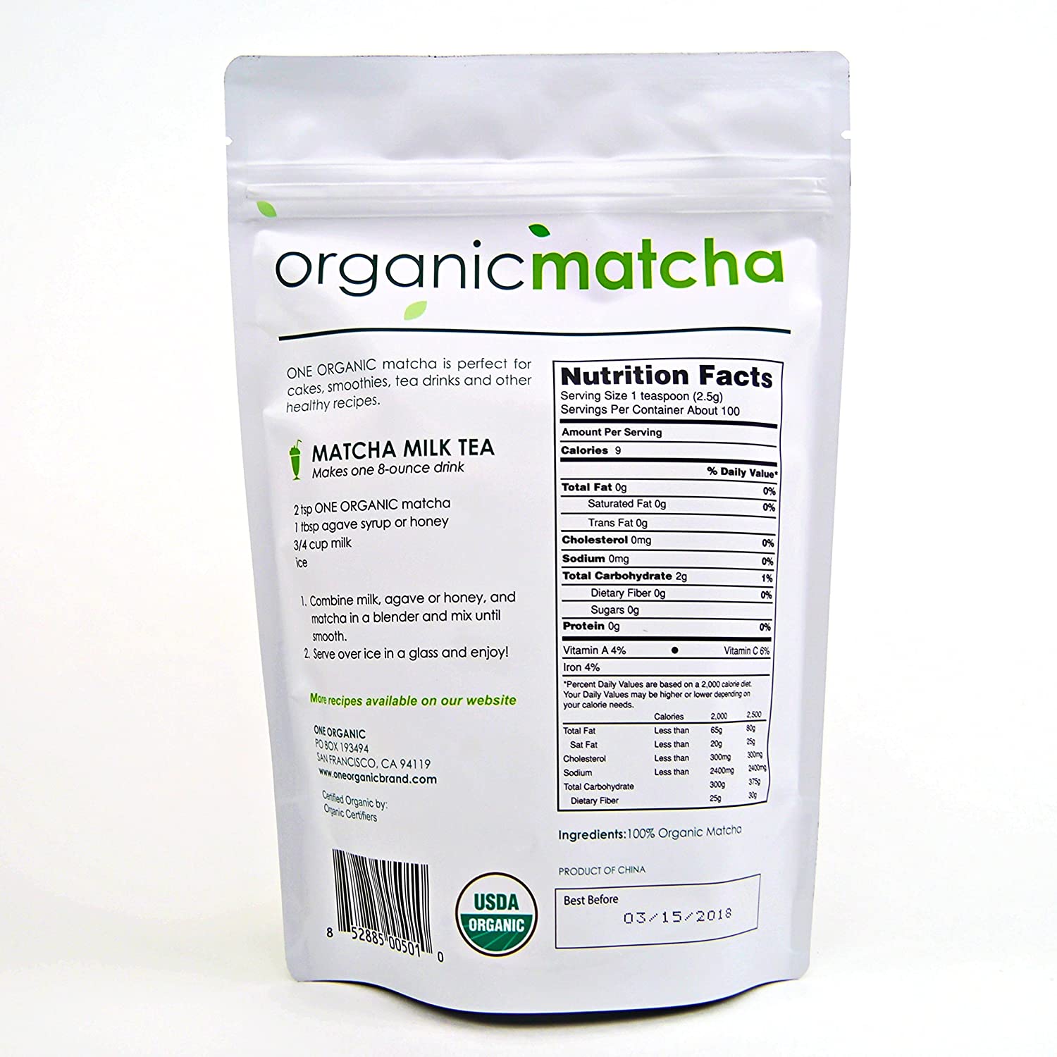 Pure Matcha Tea Premium Organic - 250 grams (8.8 oz) Pouch-1